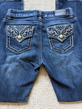 Love Nation Dark Blue Denim Jeans with Embroidered Back Pockets